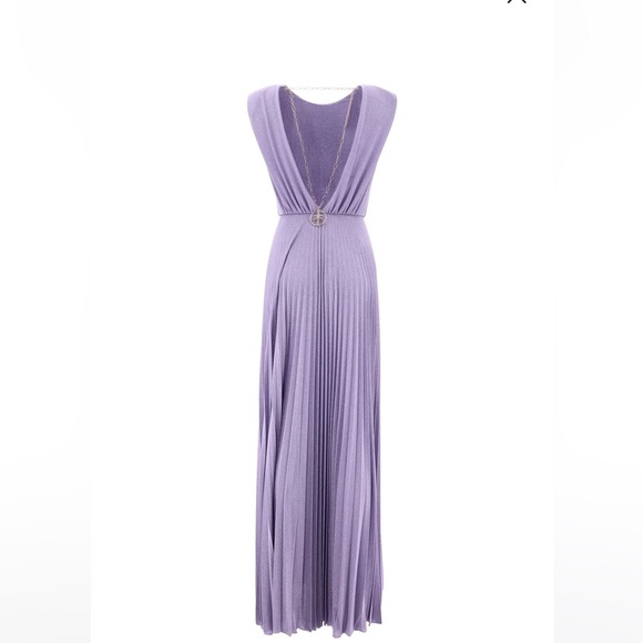 Elisabetta Franchi sexy shimmer lavander maxi dress | red carpet sleveless sizeS - Picture 2 of 7